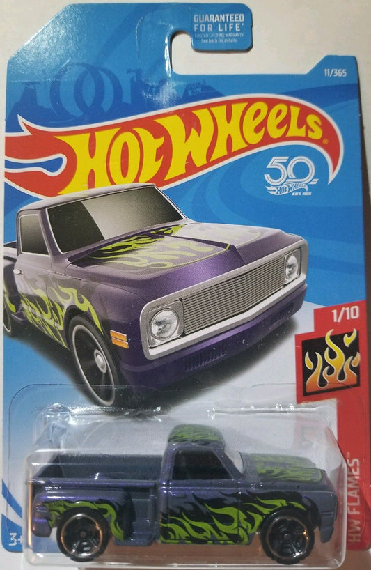 Hot Wheels 2018 50th Anniversary HW Flames Custom '69 Chevy (Purple) 11/365, Purple