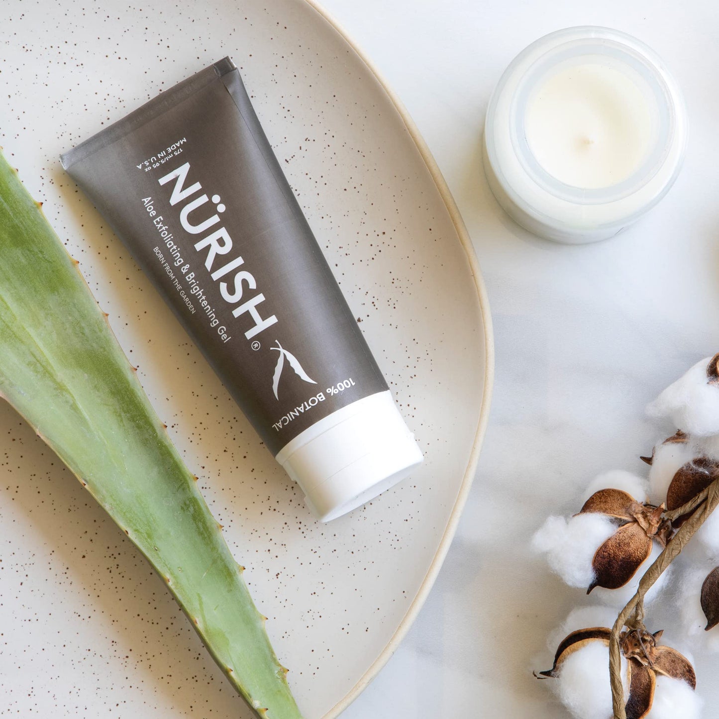 NURISH Aloe Exfoliating Gel, 5.95 oz. 100% Natural & Vegan. Exfoliate & Cleans Your Skin Without Using Harsh Chemicals, Acids or Abrasives.