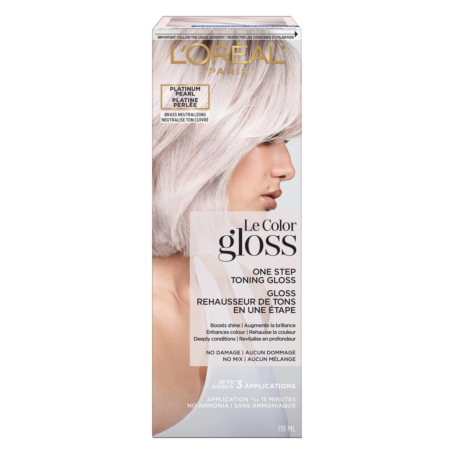 L'Oreal Paris Le Color Gloss One Step In-Shower Toning Hair Gloss for Bleached Hair, Neutralizes Brass, Conditions & Boosts Shine