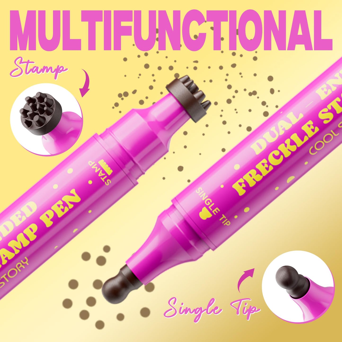 Beauty Glazed Dual-Ended Freckle Stamp Pen - Realistic Faux Freckles Makeup with Soft Sponge Stamp & Precision Tip - Waterproof Long-Lasting Freckle Beauty and Personal Care Beauty Glazed