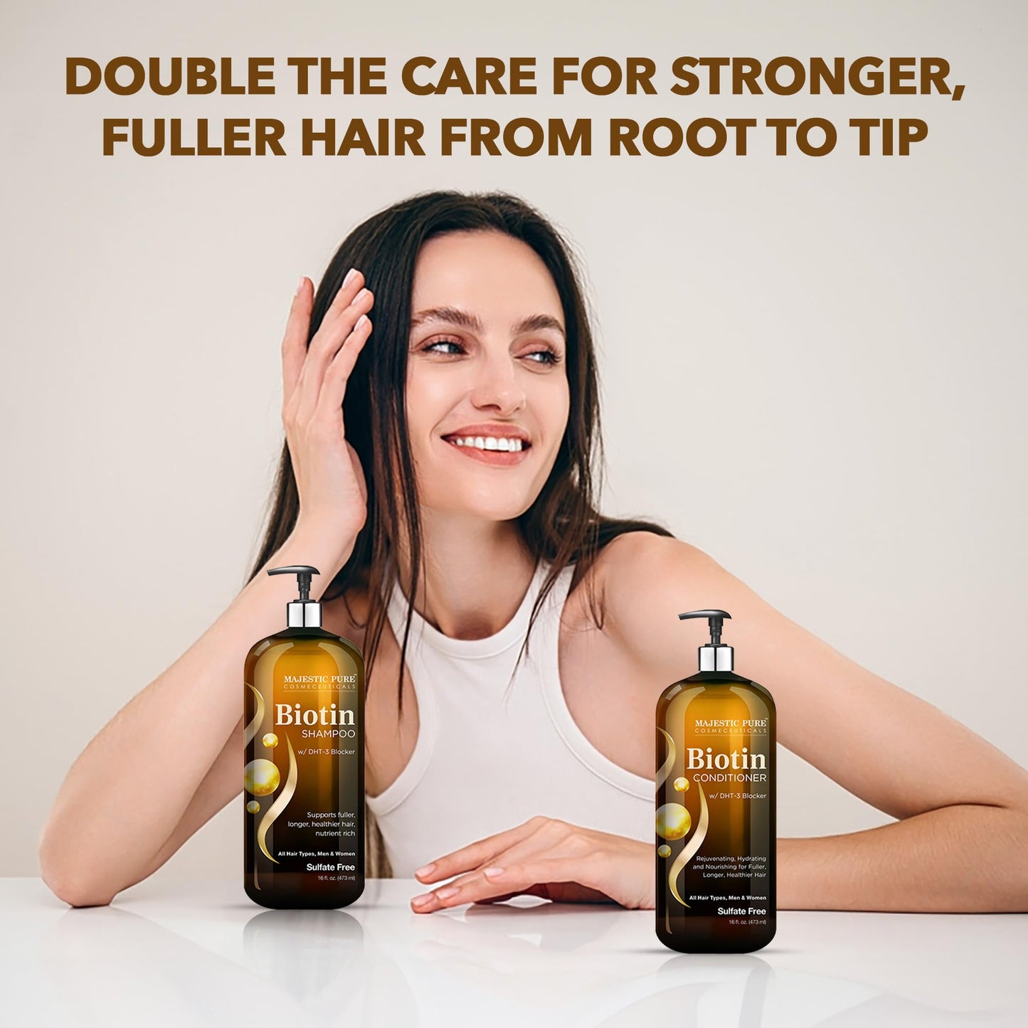 MAJESTIC PURE Biotin Shampoo and Conditioner Set with DHT Blocker Complex - Hydrating, Nourishing & Supporting Healthy Hair, Sulfate Free, for Men