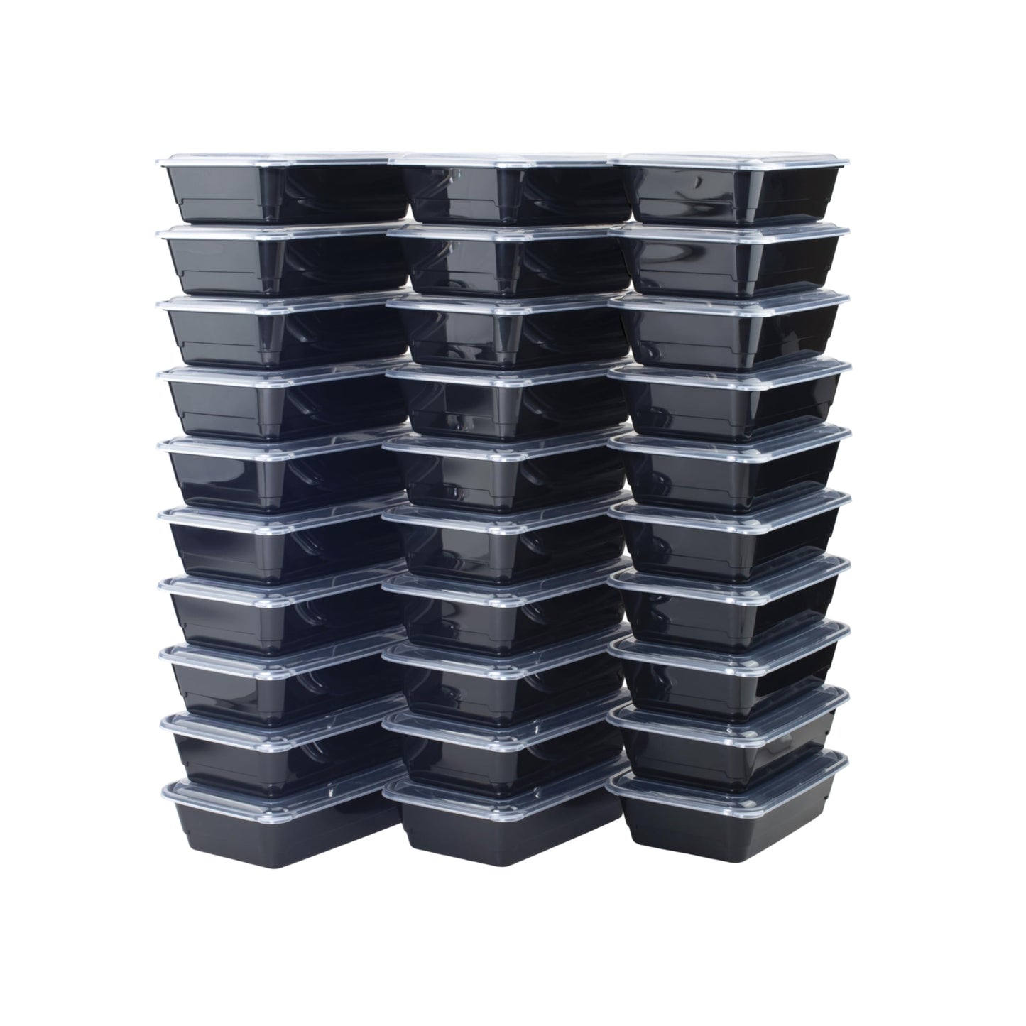 GoodCook Meal Prep Rectangle Single Compartment 30 units, Black, BPA Free