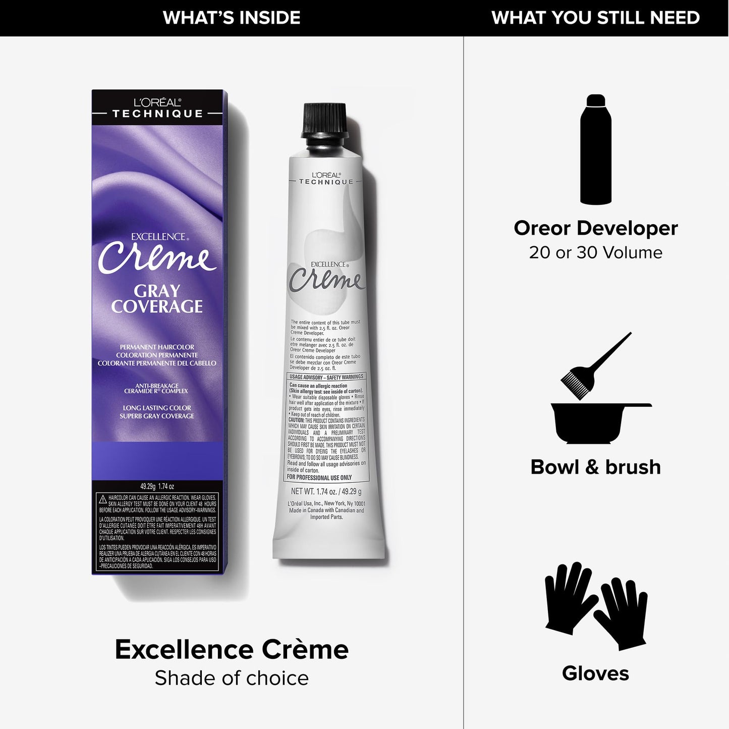 L'Oréal Technique Excellence Crème Permanent Hair Color - Long-Lasting Hair Dye, Rich Formula With No-Drip Application, Superb Gray Coverage, Dark Beauty and Personal Care L'OREAL TECHNIQUE