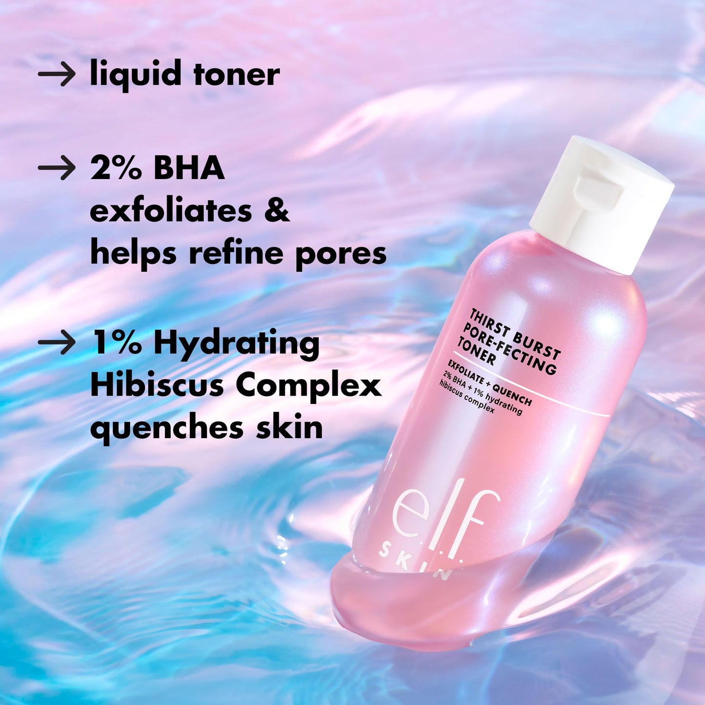 e.l.f. Thirst Burst Pore-fecting Toner Mini, Hydrating & Exfoliating for Face, Smooths, Plumps, Pore-Minimizing, Infused with Salicylic Acid, Vegan