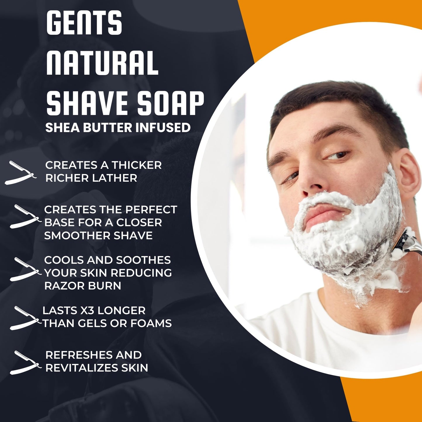 GENTS 97% All Natural Shave Soap - Creates a Rich Lather Foam for Wet Shaving Experience (3 Pack Bay Rum) Birthday Gift Beauty and Personal Care G.B.S