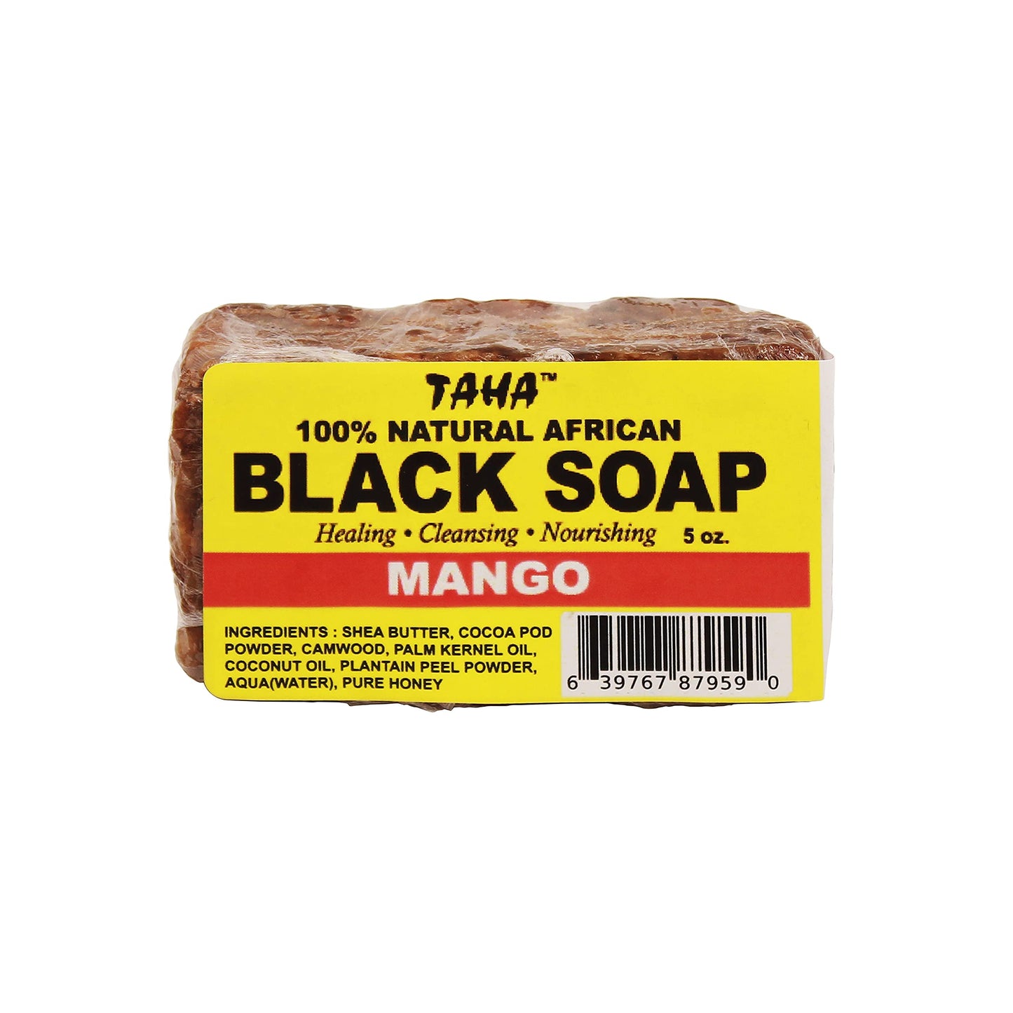 Taha African Black Soap Bar, Organic & 100% Natural, Soothing & Moisturizing, Healthy Cleansing - Great for Blemishes, Acne, Dry Scalp, and More