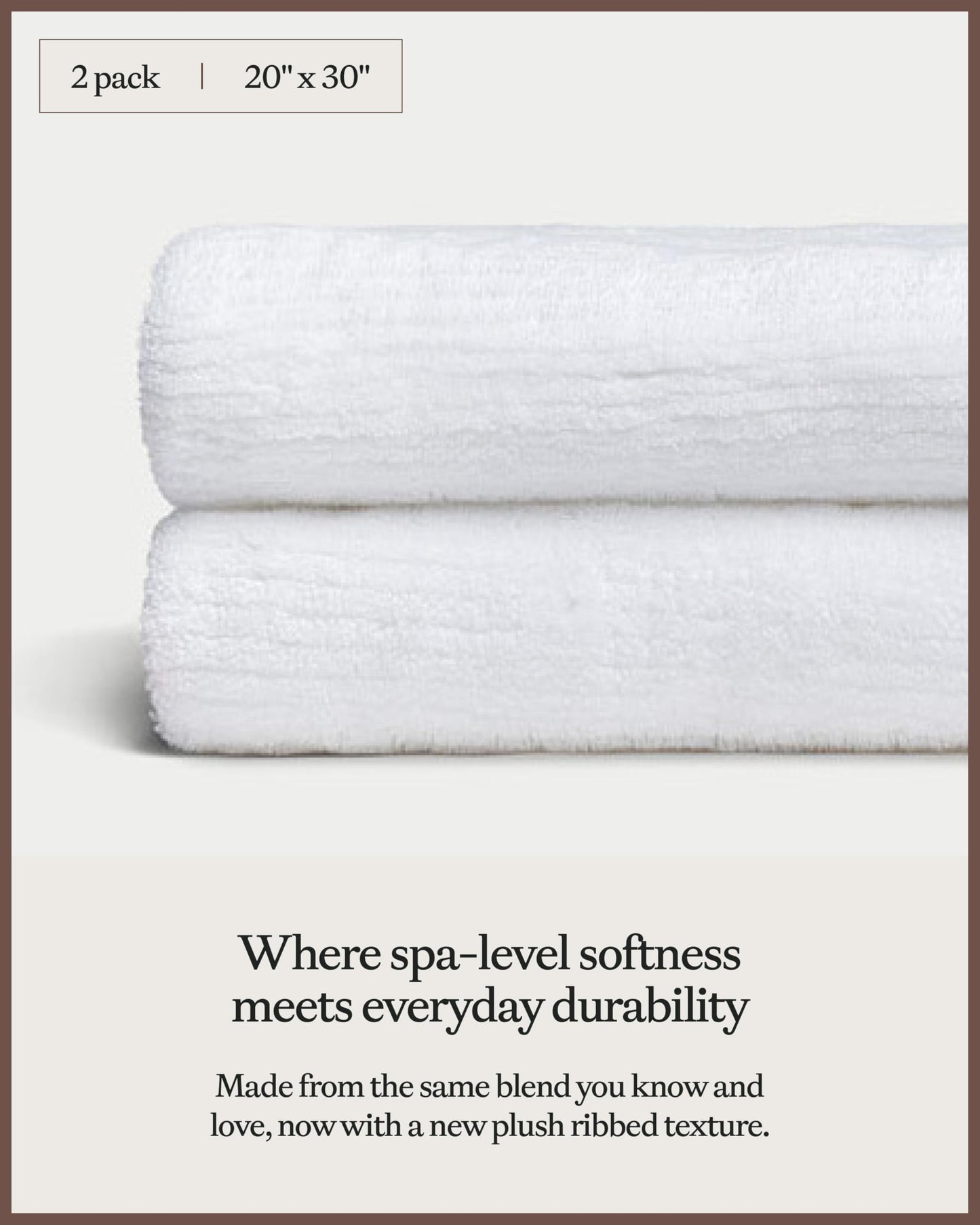 Cozy Earth Ribbed Hand Towel Set - 60% Cotton 40% Viscose from Bamboo Hand Towels - Soft & Absorbent Textured Ribbed Pattern - 2 Pack White