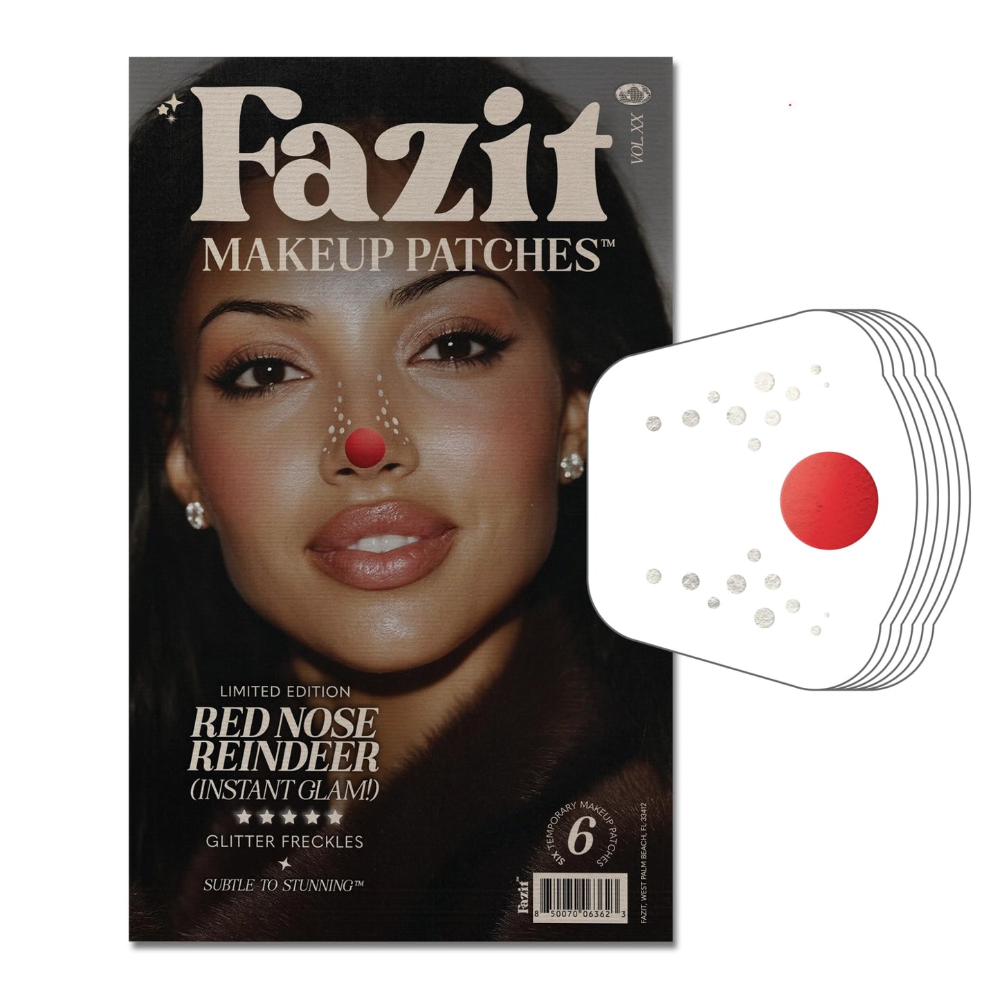 Fazit Makeup Patches - Red Nose Speckles - Glow Up Make-Up Patches - Cute Glitter Makeup Accessories for Women - Cosmetic Glitter for Face