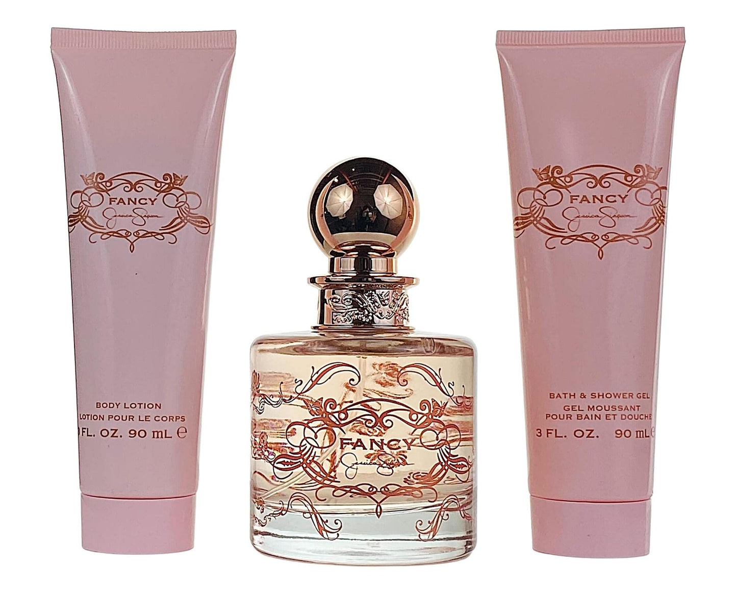 Fancy for Women by Jessica Simpson 3 PC Gift Set (EDP 3.4 oz + B/L 3 oz + S/G 3 oz)