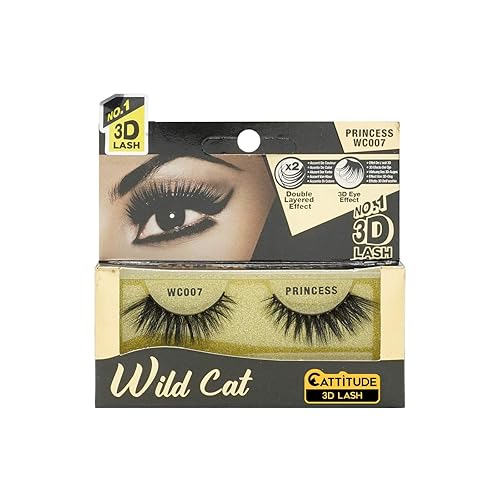 CATTITUDE 3D LASHES Princess Wild Cat False Eyelashes, Lightweight & Reusable, Cruelty-Free