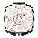 Caroline's Treasures CJ2002-CSCM Letter C Love in Paris Pink Compact Mirror Decorative Travel Makeup Mirror for Women Girls Gifts Pocket Makeup Mirror