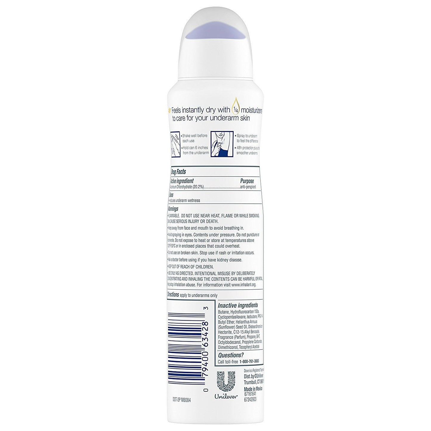 Dove Dry Spray Antiperspirant - Invisible - Sheer Fresh - Net Wt. 3.8 OZ (107 g) Per Can - Pack of 3 Cans Beauty and Personal Care Dove