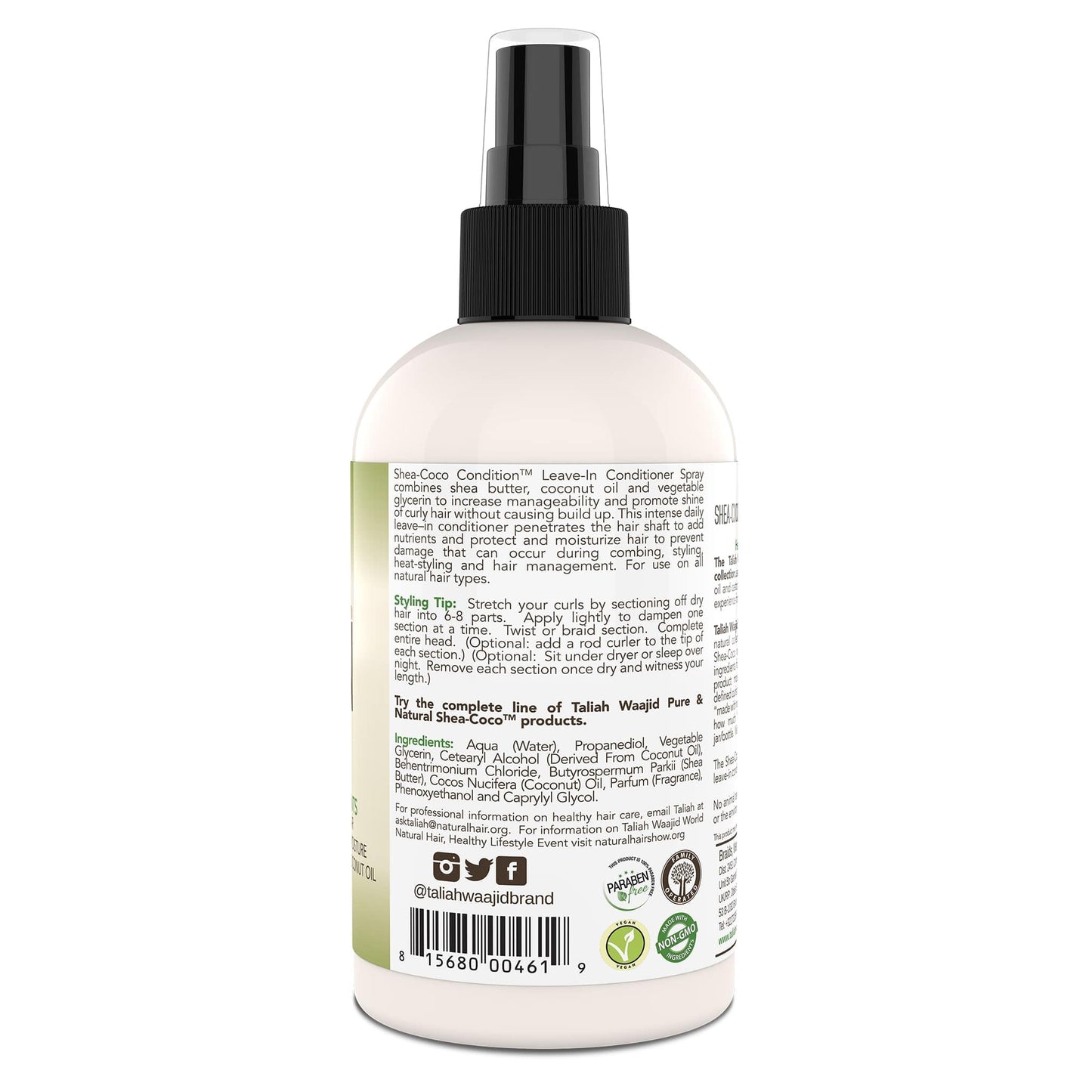 Taliah Waajid Shea-Coco Daily Leave-In Conditioner - 8oz - Moisturizing Detangler for Natural Curly, Kinky & Wavy Hair - Lightweight Hydration