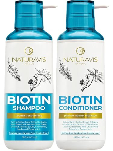 Biotin Shampoo and Conditioner Set with Castor Oil - Sulfate Free Formula to Boost Volume for Thinning Hair - Thickening Ingredients for Men and Women
