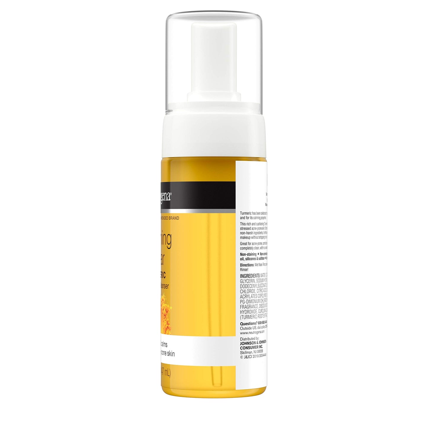 Neutrogena Soothing Clear Calming Mousse Facial Cleanser with Soothing & Calming Turmeric, Gentle Face Wash for Acne-Prone Skin, Paraben-Free