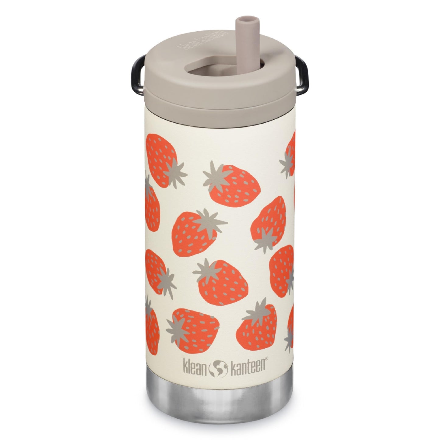 Klean Kanteen TKWide Insulated Bottle - Twist Cap, Steel Straw - Dishwasher - Strawberries 12 oz