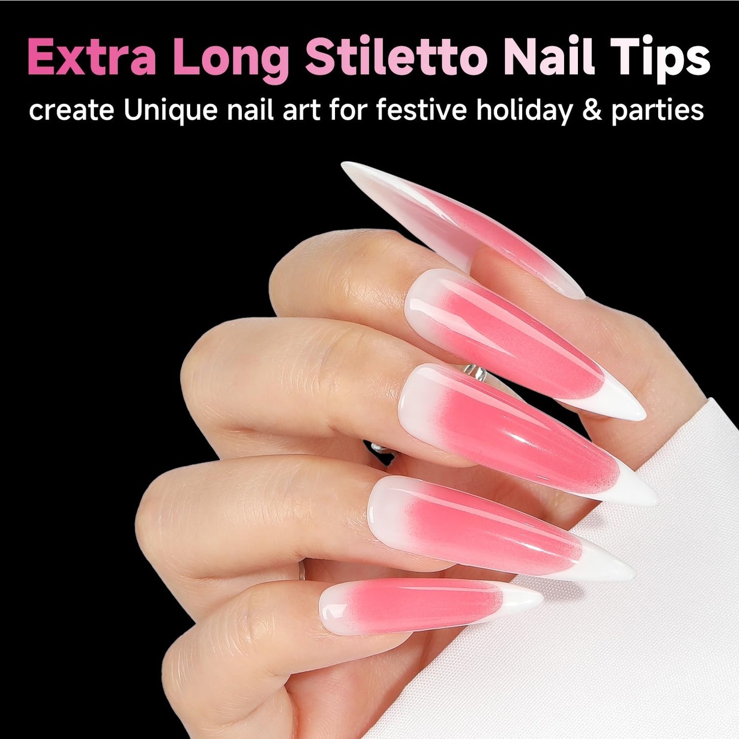 UNA GELLA XXL Stiletto Nail Tips, 312pcs Pre-shape Extra Long Stiletto Nails Tips Pre Etched Full Cover No Need File Clear Fake Nails for Party DIY Beauty and Personal Care UNA GELLA