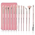 Z'OREYA Eye Makeup Brushes, 12 Pcs Professional Eye Brush Set Eyeshadow, Eyebrow, Blending, Fan, Eyelash Brushes Set With Carrying Bag (Pink)