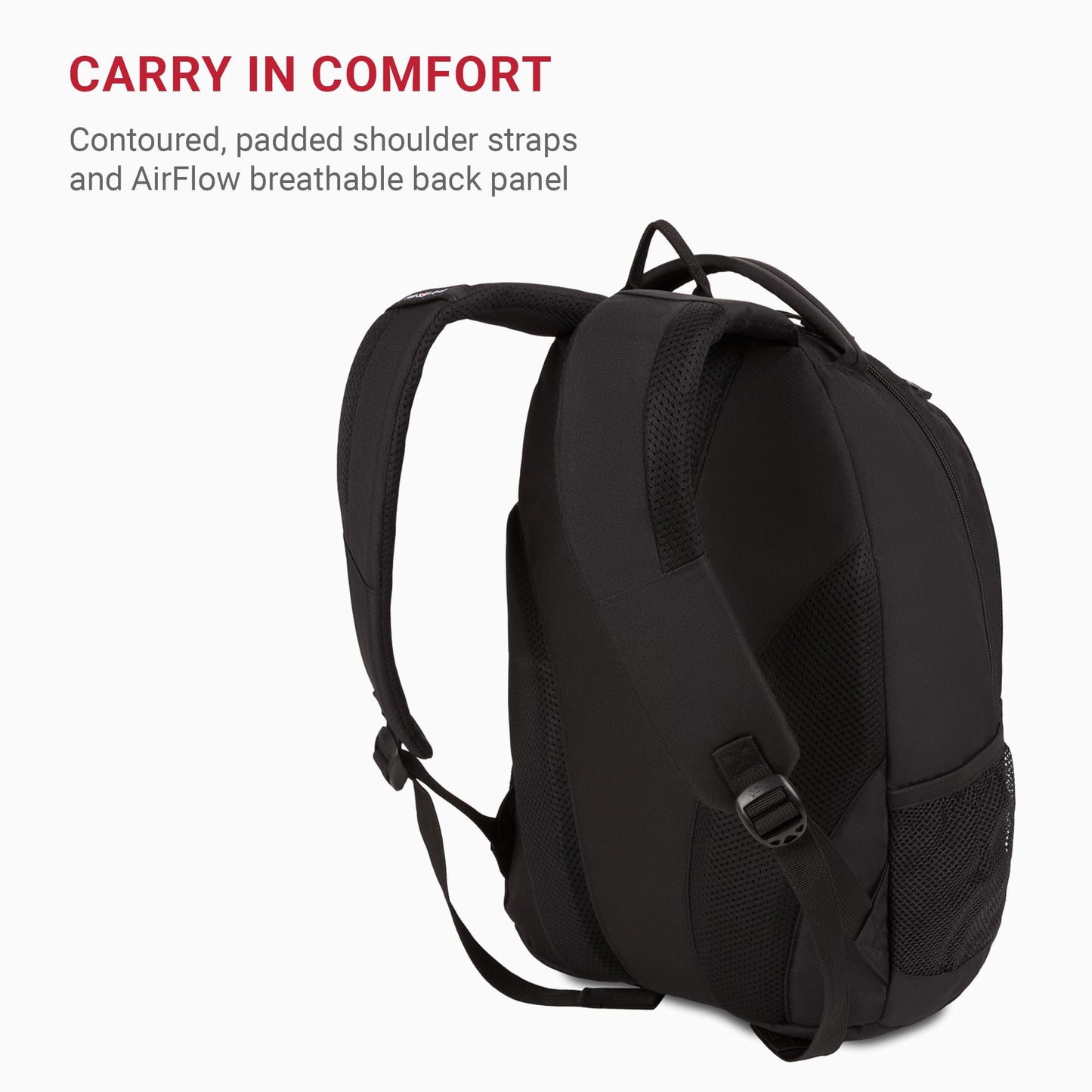 SwissGear 1186 Special Edition 13” Laptop Backpack Black - Compact Tech Bag with Reflective Accents - Multiple Organizer Pockets with Bungee Cords & D-ring Attachment Point