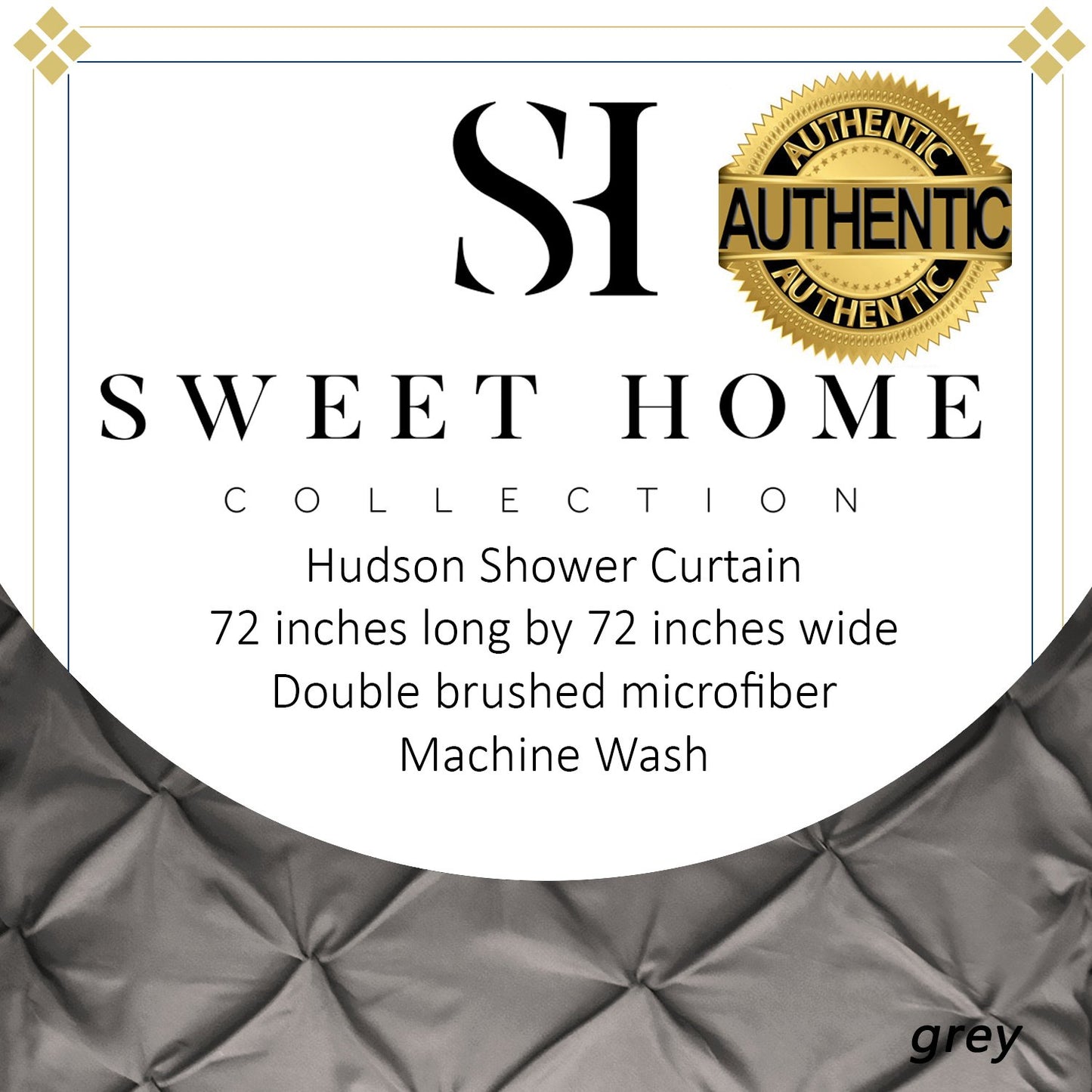 Sweet Home Collection PINTCK-SC-Gry Fabric Shower Curtain, 70" x 72", Gray(Pack of 1)