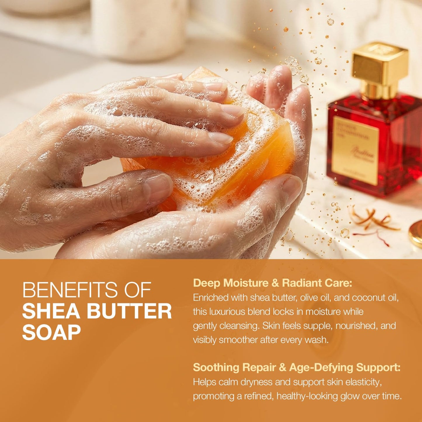 STAR CARE Shea Butter Soap with Gold Powder, Infused with Olive & Coconut Oil, Moisturizing Luxury Cleansing Bar for All Skin Types, Radiant & Soft Beauty & Personal Care STAR CARE
