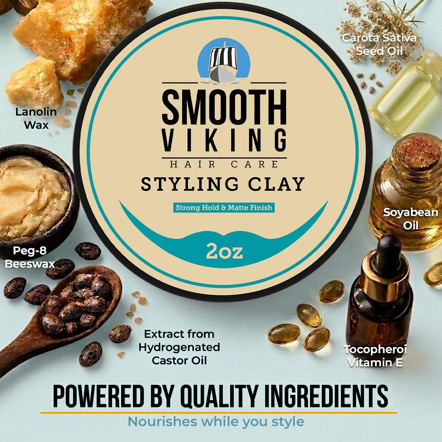 Smooth Viking Hair Clay for Men Strong Hold Matte Finish Pomade Texture Styling Paste Natural Thickening Hair Product Easy Wash Out All Type Hairs 2oz Beauty and Personal Care SMOOTH VIKING BEARD CARE