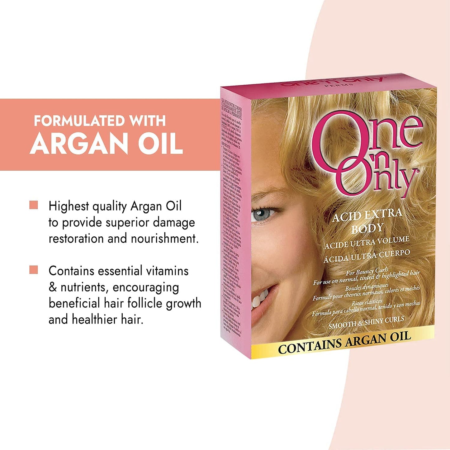 One 'N Only Acid Extra Body Hair Perm - At Home Perm Kit with Argan Oil for Bouncy Curls - Provides Firmer & More Manageable Curls for Normal, Tinted