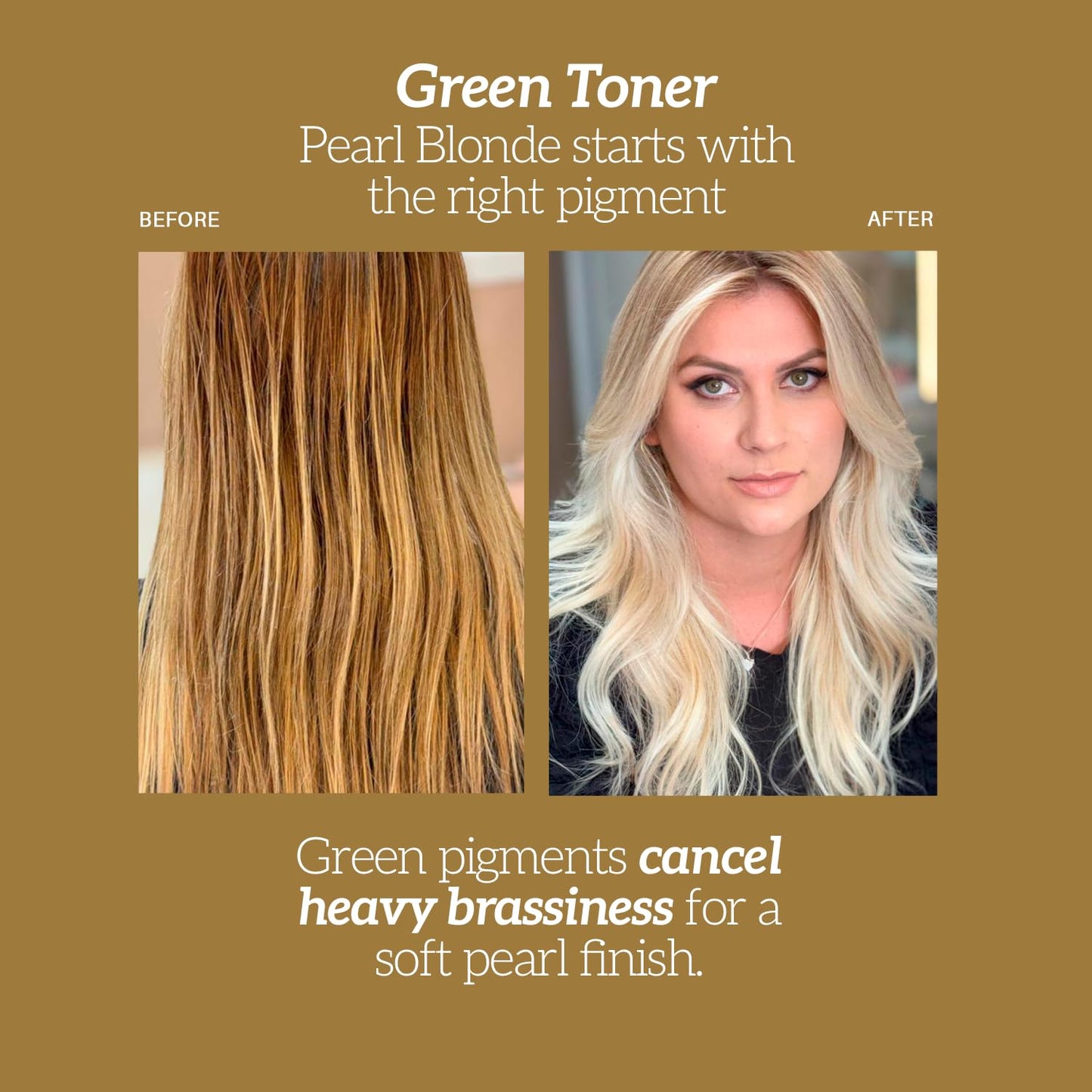 Robson Peluquero Green Toning Kit | Pearl & Ash Blonde for Brassy Hair, Bleached, Highlights | Hair Toner Gloss + Shampoo, Neutralizes Yellow, Orange