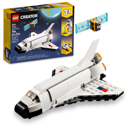 LEGO Creator 3 in 1 Space Shuttle 31134, Build Shuttle, Spaceships or Astronaut, Educational Space Toy Set for Kids Ages 6+, Birthday Gift