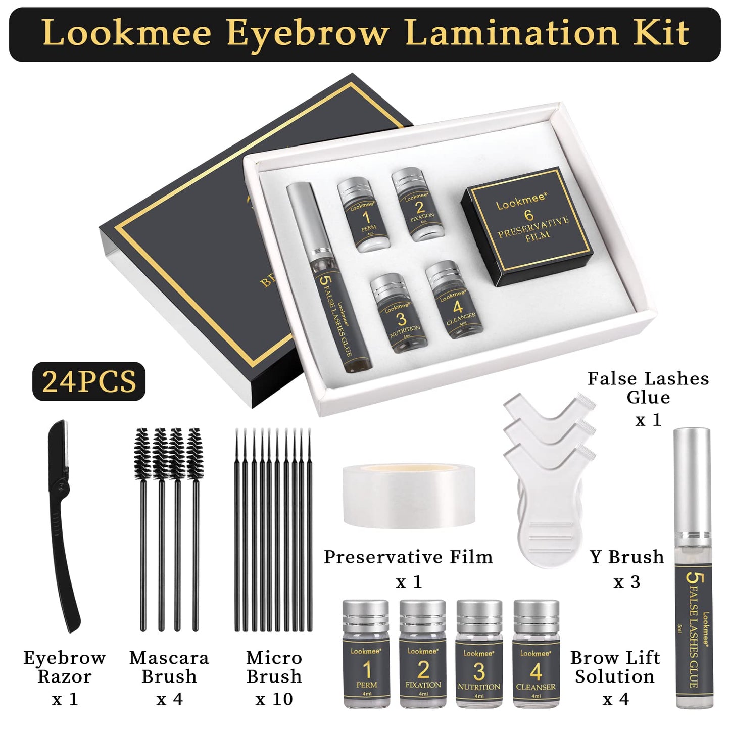 Lookmee Eyebrow Lamination Kits, Professional Instant Eyebrow Lift Kit, At Home DIY Long Lasting Eyebrow Perming Kit for Fuller and Messy Eyebrows
