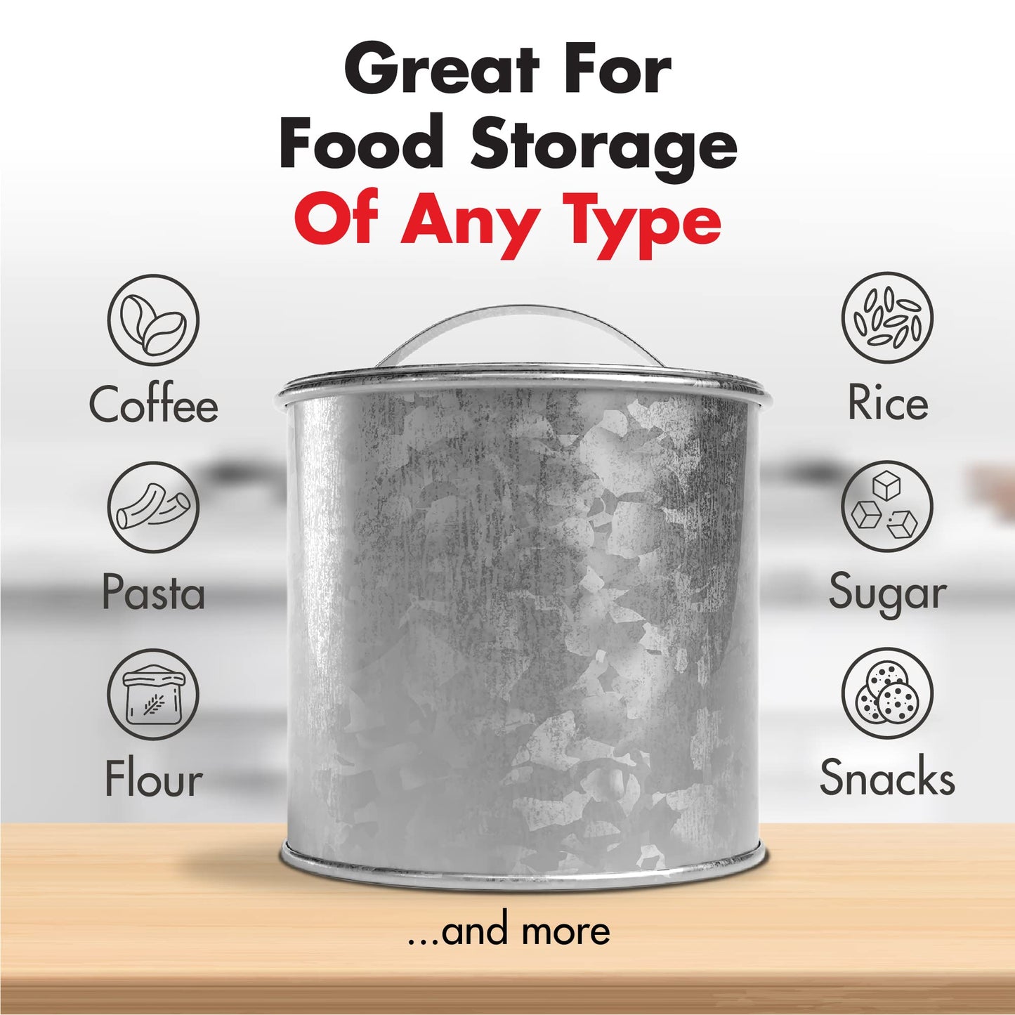 Amici Home Newport Galvanized Metal Canister | Dry Food Storage Container - 56 Ounce Capacity | Farmhouse Décor | Rustic Metal Canister for Kitchen…