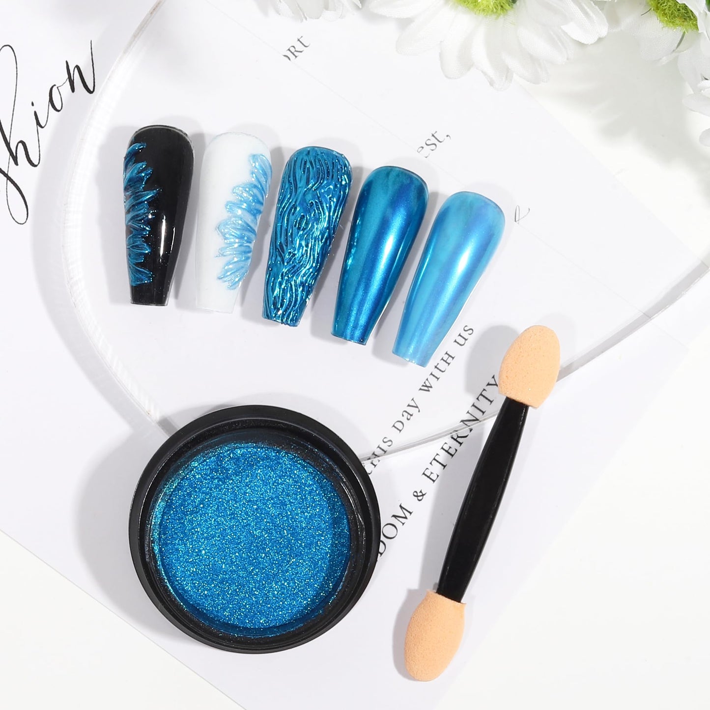 Artdone Chrome Nail Powder, Dark Green Iridescent Aurora Powder Metallic Mirror Effect Pigment Pearlescent Mermaid Pigment Pearl Glitter Dust Kit Beauty and Personal Care Artdone