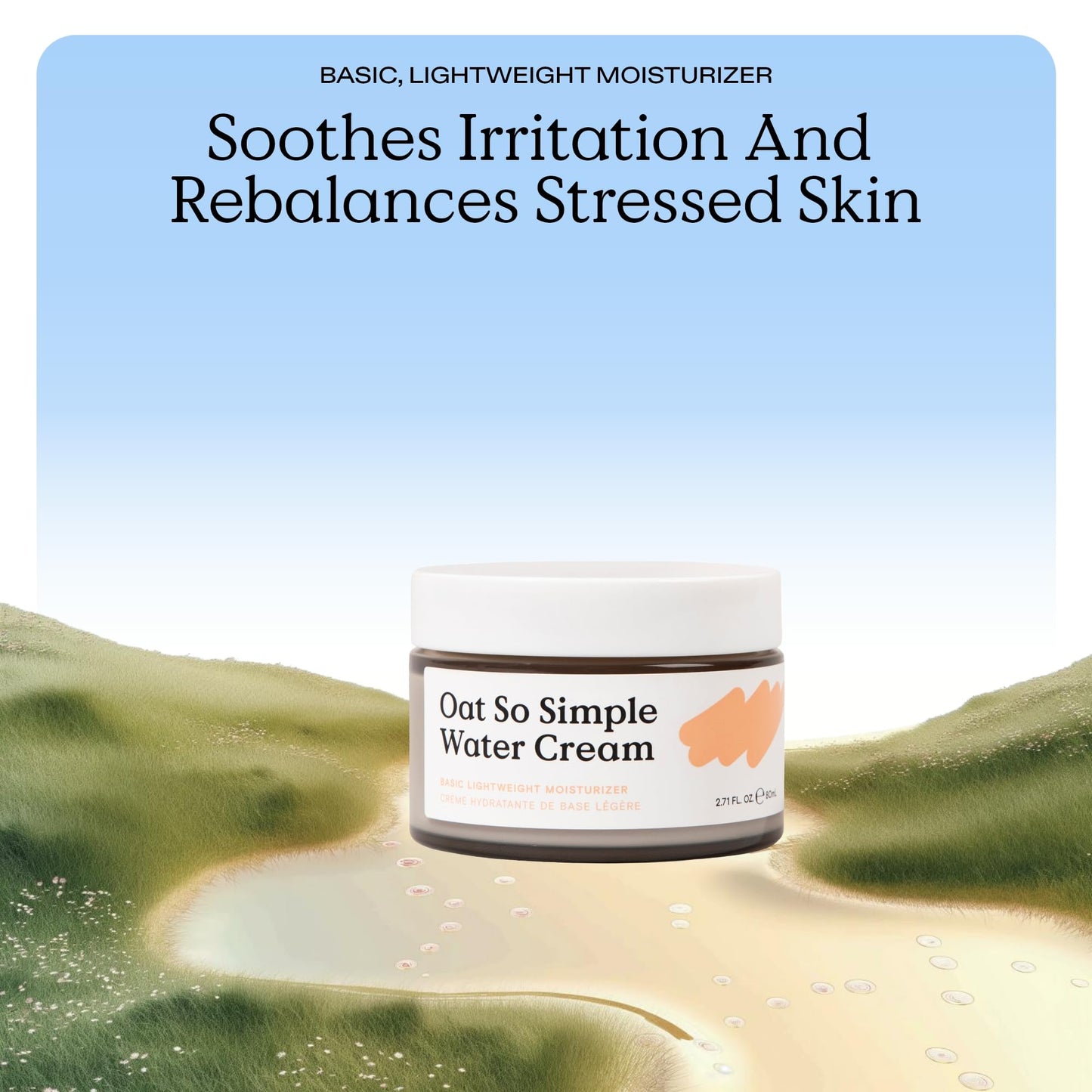 KraveBeauty Oat So Simple Water Cream Moisturizer, Calming, Lightweight Hydrating Gel Face Cream for Sensitive Skin with Oat Extract & Squalane