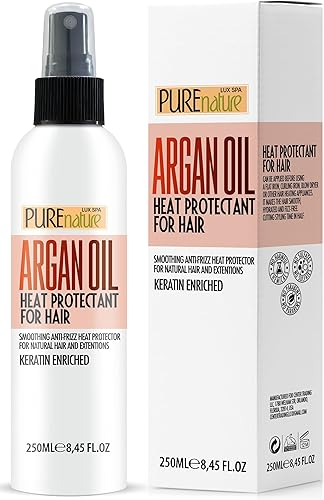 Moroccan Argan Oil Heat Protectant Spray for Hair - Leave In Thermal Guard against Flat Iron, Straightener and Blow Dry Damage - Hydrating Anti Frizz