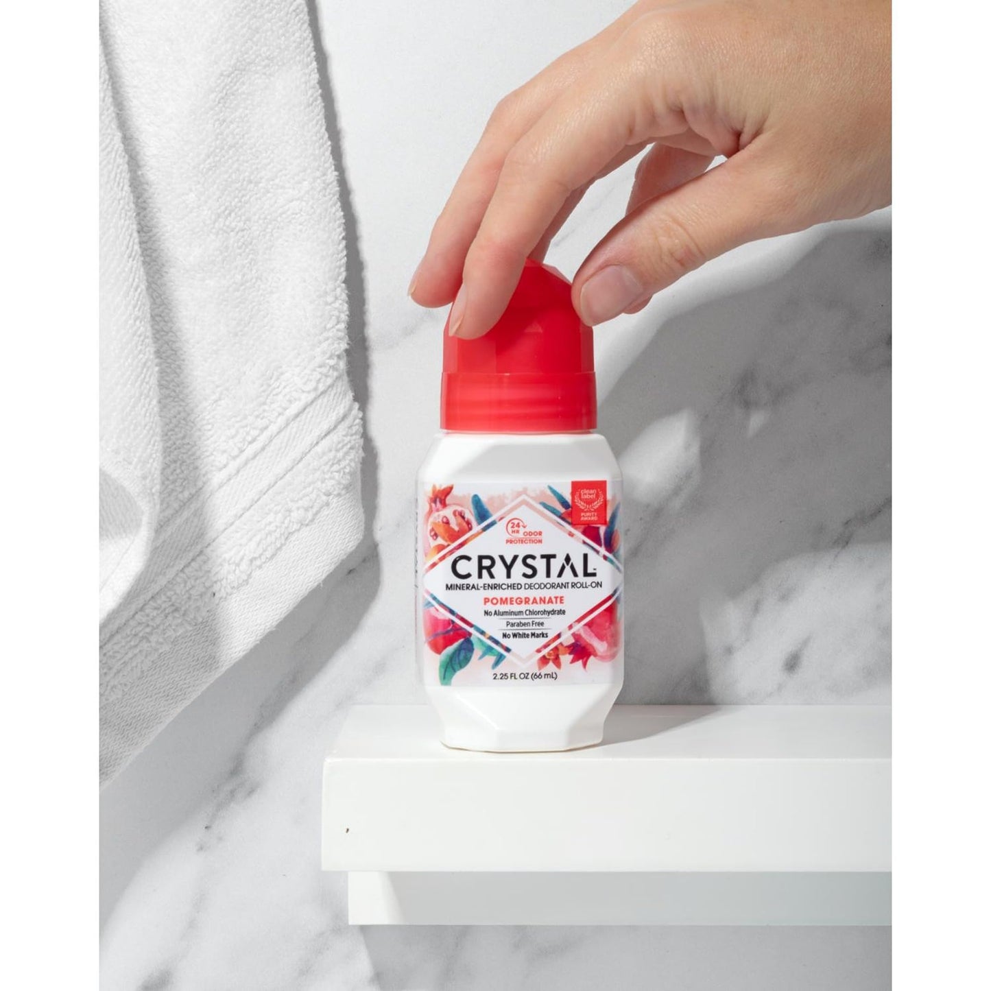 Crystal Mineral Deodorant Roll-On Body Deodorant With 24-Hour Odor Protection, Pomegranate, Non-Sticky Roll-On, No Aluminum Chlorohydrate, 2.25 FL OZ Beauty and Personal Care Crystal Essence