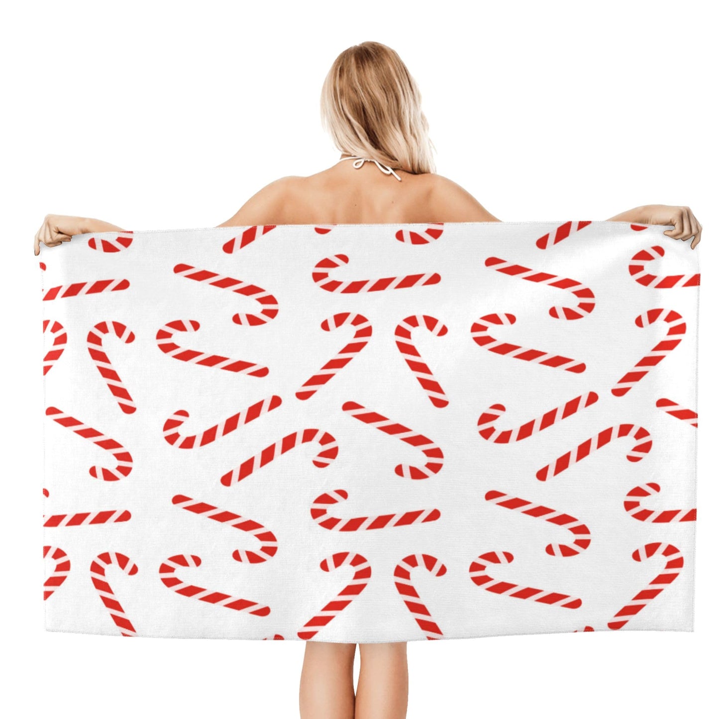 JOOCAR Christmas Candy Cane Beach Towel Microfiber Soft Absorbent Oversized Bath Towel Thin Quick Dry Large Swim Pool Blanket 32x52 Inch for Sports…