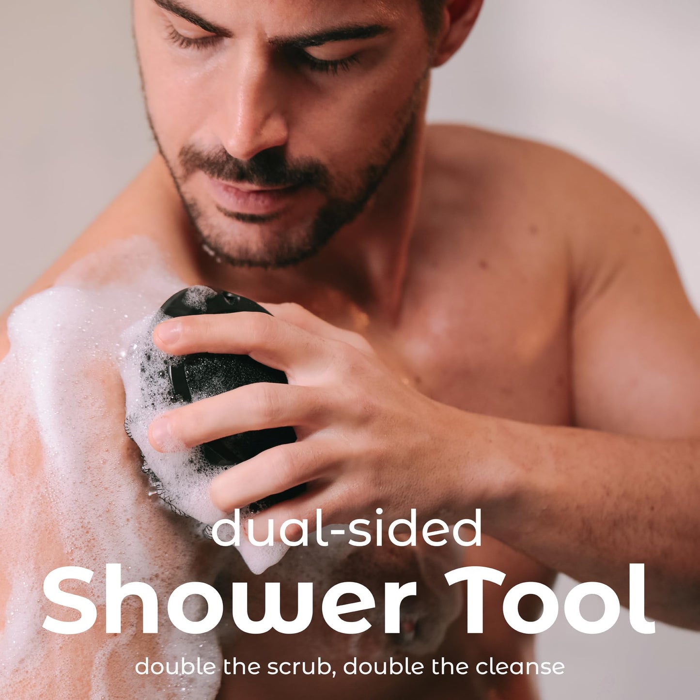 MainBasics Shower Tool Duo 2-1 Shower Loofah Sponge and Exfoliating Body Scrubber (2 Pack, Black) Beauty and Personal Care MainBasics