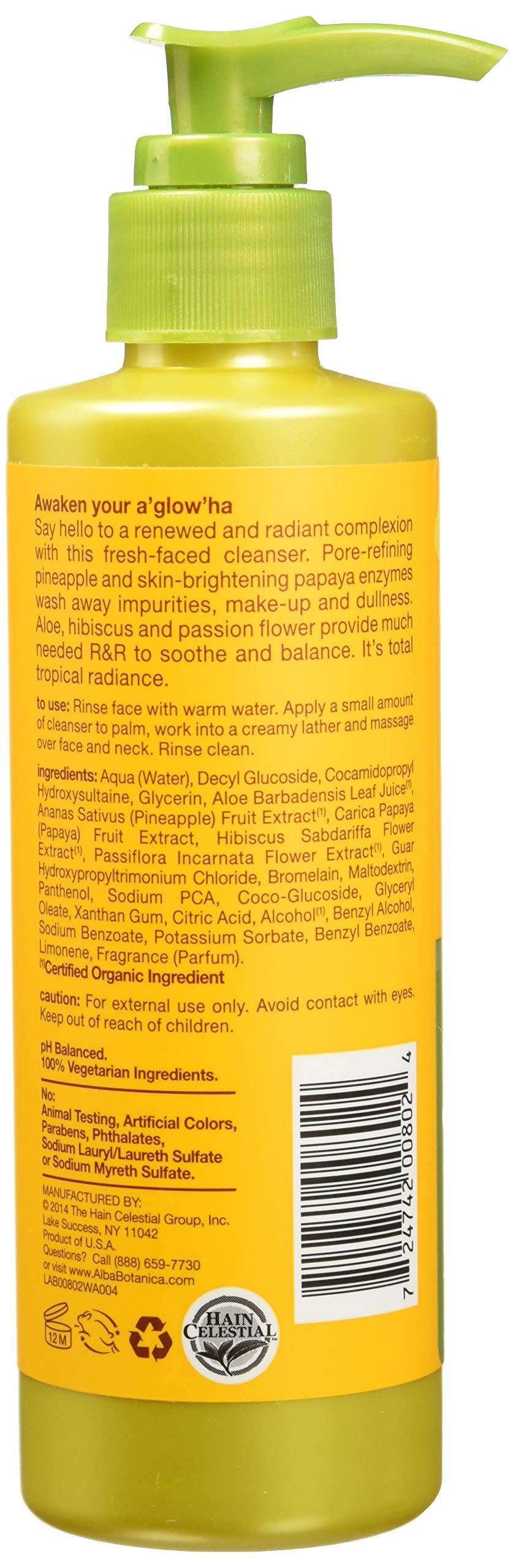 Alba Botanical Facial Cleanser Pineapple Enzyme, 8 Ounce (Pack of 6)