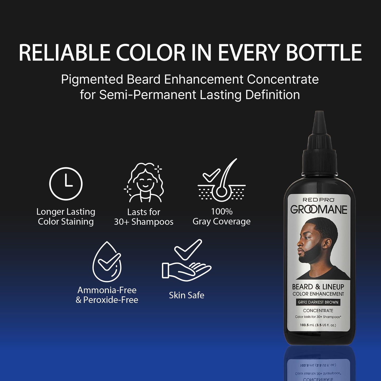 RED Pro GROOMANE Beard & Lineup Color Enhancement for Airbrush, Natural Semi-Permanent Barber Beard Dye, Long-Lasting Gray Coverage, Men Hairline