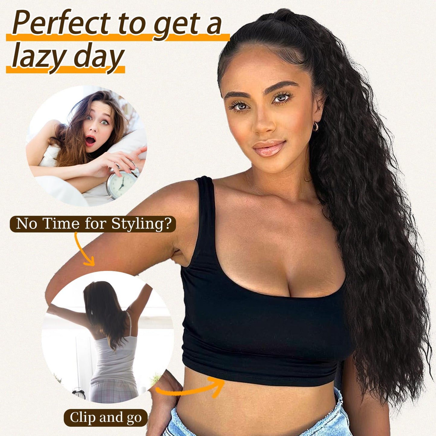 ORSUNCER Ponytail Extension Claw 18" Curly Pony Tail Clip in Claw Hair Extensions Fluffy Natural Looking Synthetic Hairpiece for Women Blonde Beauty and Personal Care ORSUNCER