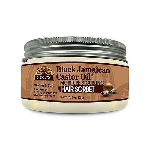 Okay Black Jamaican Castor Oil Moisture & Curling Hair Sorbet, White, 7.25 Oz