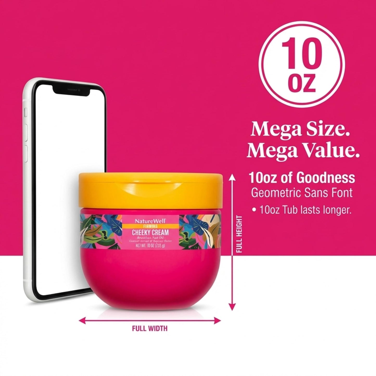 NATURE WELL Ultra-Rich Firming & Tightening Cheeky Body Cream, Promotes Deep Hydration, Fast Absorbing, Scents of Pistachio Cream, Almond Blossom