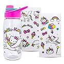 Silver Buffalo Sanrio Hello Kitty Unicorn Twist Spout Plastic Water Bottle Jug and Sticker Set For Personalizing | Holds 20 Ounces