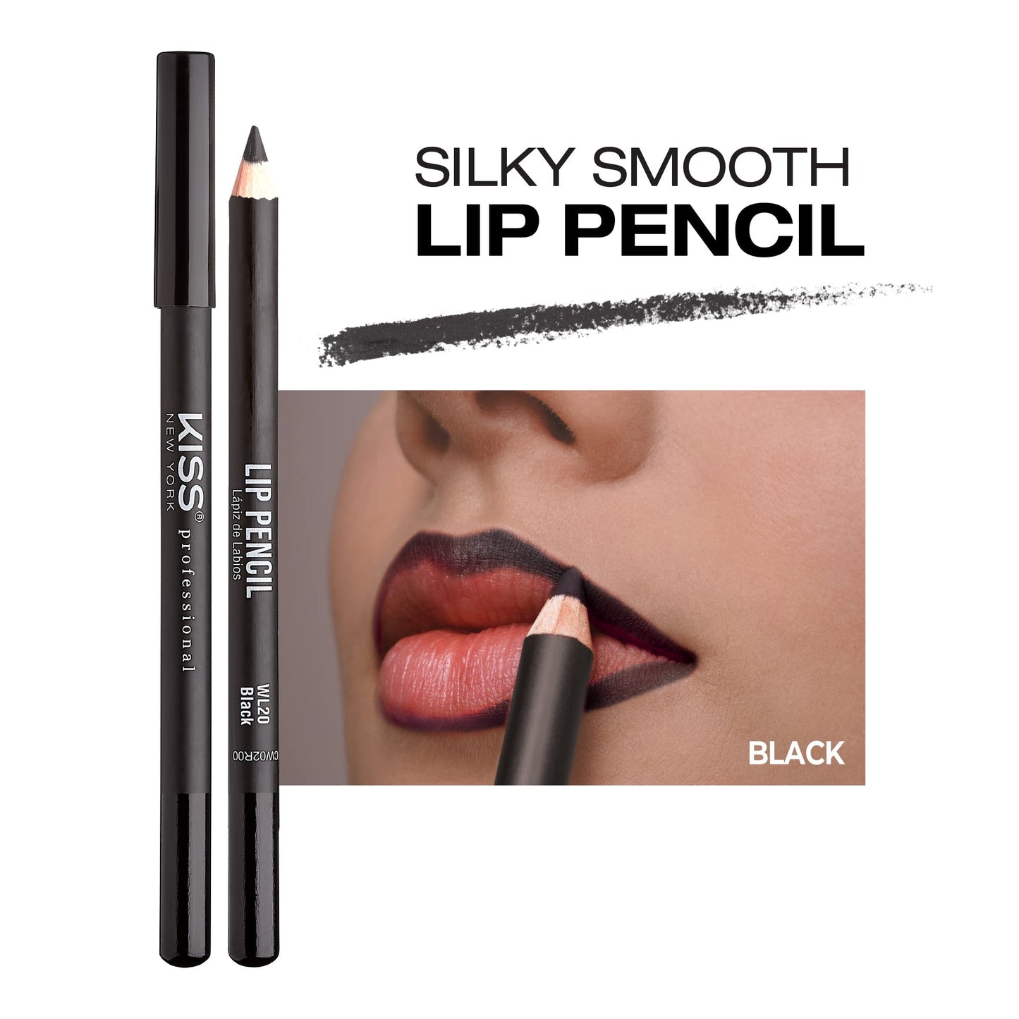 KISS NEW YORK Professional Slim Lip Pencil, Creamy Soft Lip Liner, Smooth Long-Lasting Rich Lip Color, Natural Lip Makeup, Water-Resistant Lip Crayon