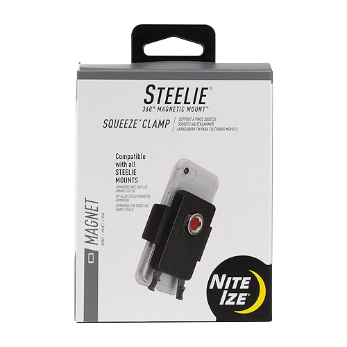 Nite Ize Steelie Squeeze Clamp - Universal Dashboard Mount for Hands-Free Use - Easy-Squeeze Levers - Continuous Force Springs - 360-Degree Rotation…
