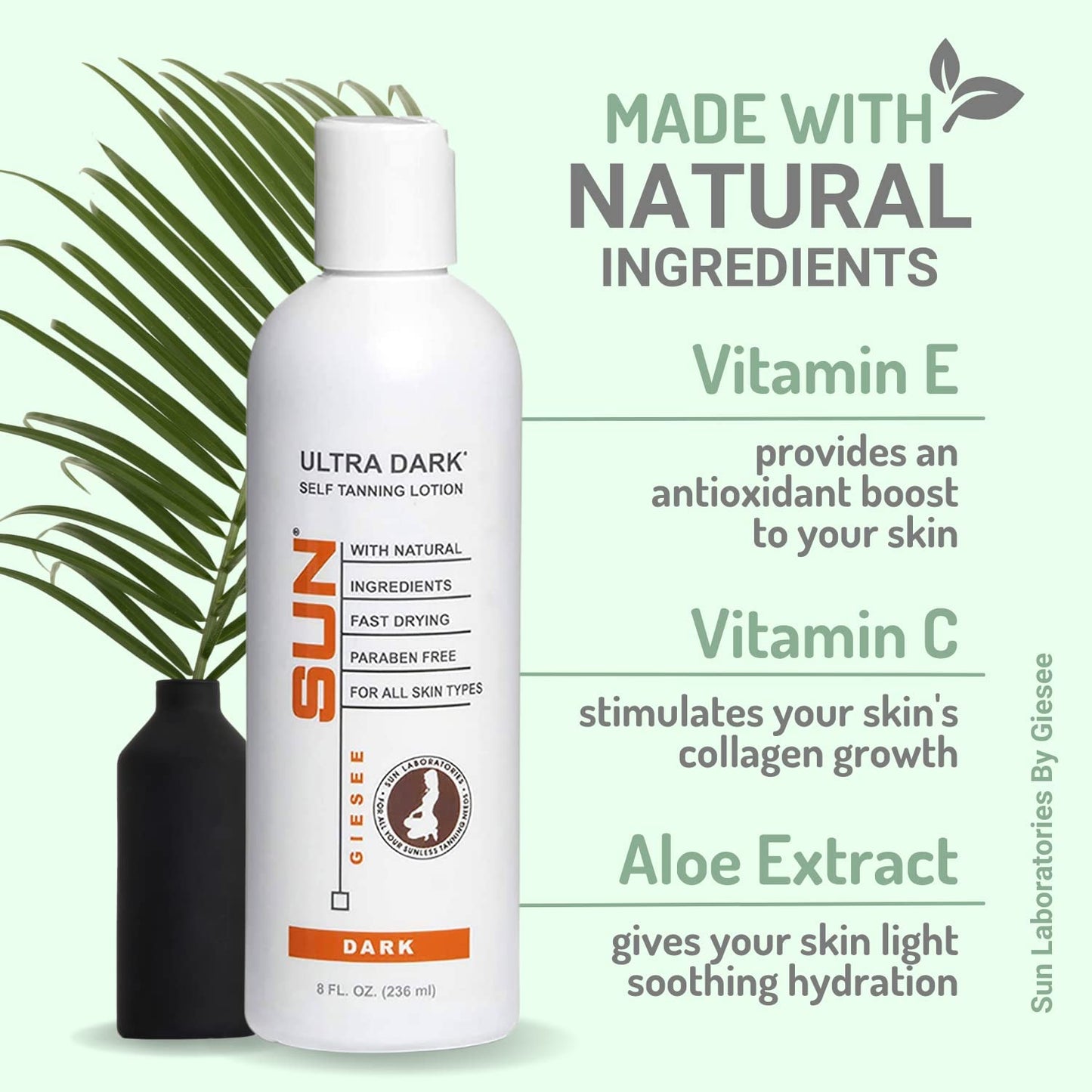 Sun Laboratories By Giesee Self Tanning Lotion, Tan Maintainer, and Exfoliant Body Gel - 3-Pack 8 Oz. Bottles, Non-Toxic Self Tanner, Ultra Dark