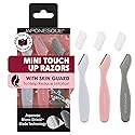 JAPONESQUE Mini Touch Up Razors - Travel Size Dermaplaning Tool Set - 3 Piece Mini Travel Razor Kit, One Blade Fixed Dermaplane Razor For Women