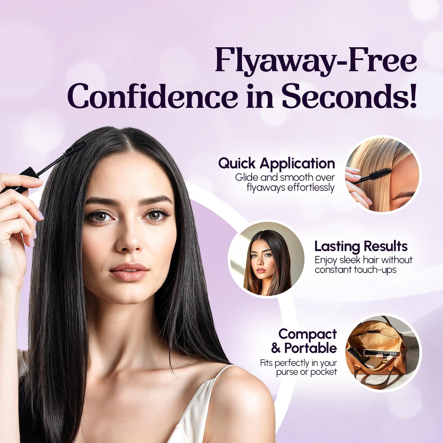 Herbishh Just Curls Flyaway Hair Stick, Quick Hair Finishing Stick for Flyaways, Frizz Control, & Slick Back Look, Non-Greasy Smoothing Serum & Frizz