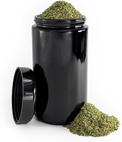 Infinity Jars 500ml (17 fl oz) Airtight UV Glass Jars Odor Blocking, Antistatic, Light Blocking Containers for Herbs, Coffee, Tea & Spices Durable…