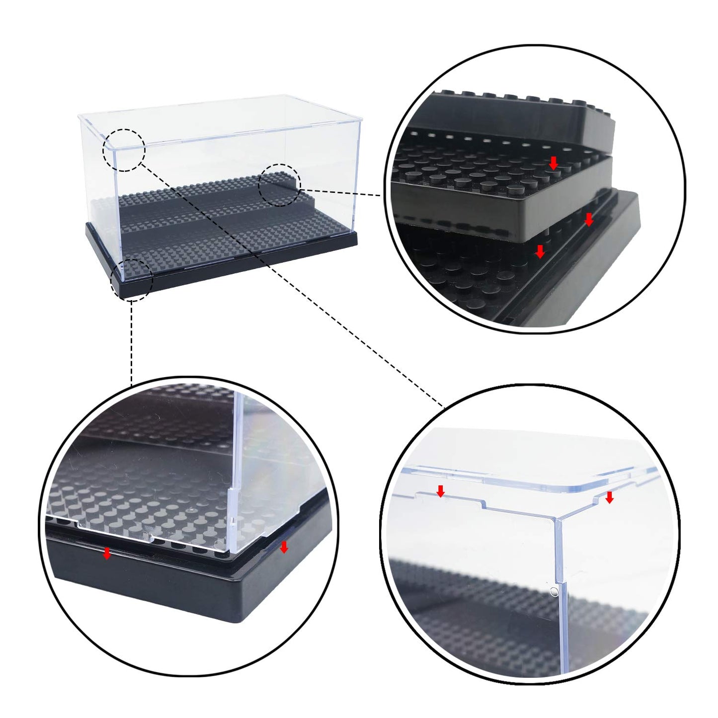 Display Case for Minifigure Action Figures Blocks, Display Box Storage for Lego Minifigures, Fit for Lego Lovers,Black